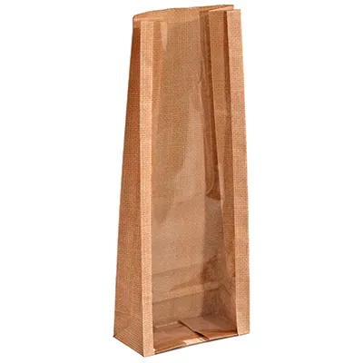 Sachet SOS à fenêtre kraft effet toile de jute 9 + 4,5 x H 24 cm - Paquet de 50 - Sachets bonbon, Sachets confiserie