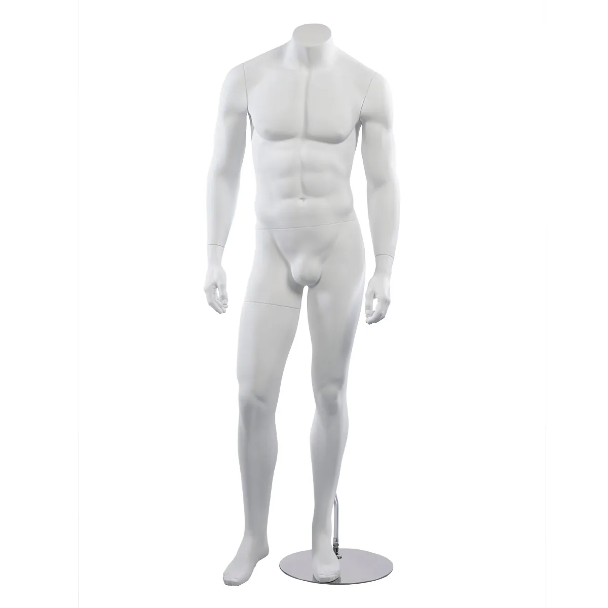 Mannequin homme, sans tête, bras le long du corps H 170 cm Fibre de verre - Blanc   - Mannequins sans tête