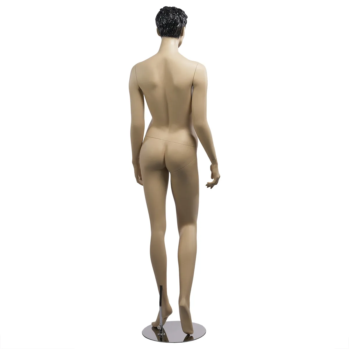 Mannequin femme cheveux sculptés, bras le long du corps H 178 cm Fibre de verre - Chair - Mannequins cheveux sculptés-2