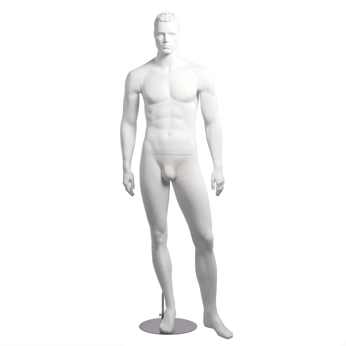 Mannequin homme, cheveux sculptés, bras le long du corps H 186 cm Fibre de verre - Blanc  - Mannequins cheveux sculptés