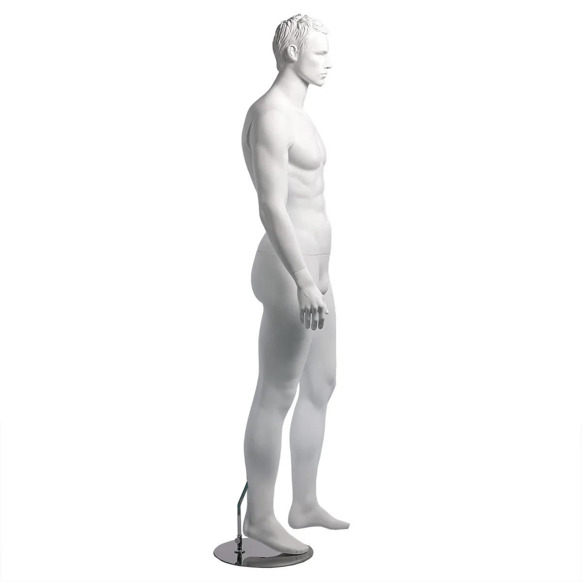 Mannequin homme, cheveux sculptés, bras le long du corps H 186 cm Fibre de verre - Blanc  - Mannequins cheveux sculptés-1