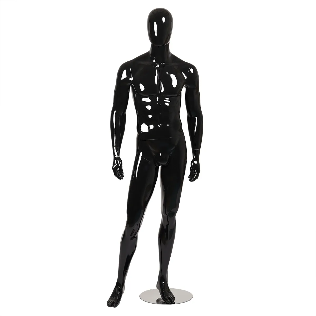 Mannequin homme, finition laquée, bras le long du corps H 186 cm Fibre de verre - Noir - Mannequins abstraits