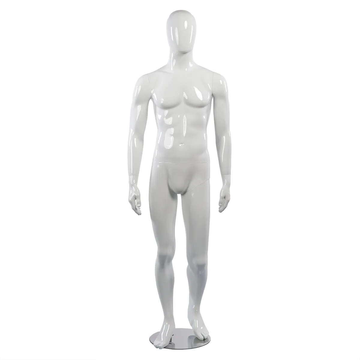 Mannequin homme, finition laquée, bras le long du corps H 186 cm Fibre de verre - Blanc - Mannequins abstraits