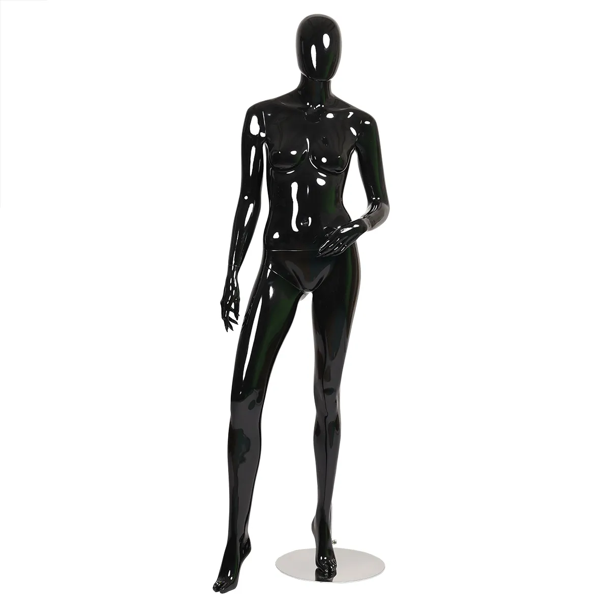 Mannequin femme, finition laquée, main gauche sur la hanche H 178 cm Fibre de verre - Noir  - Mannequins abstraits