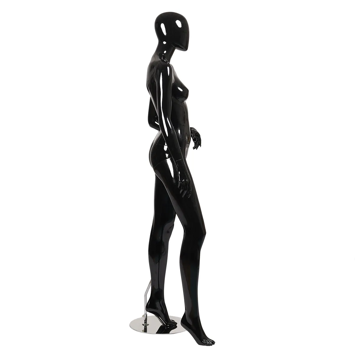 Mannequin femme, finition laquée, main gauche sur la hanche H 178 cm Fibre de verre - Noir  - Mannequins abstraits-1