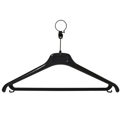 Cintre antivol noir plastique avec barre et crochets 42 cm - Cintre professionnel - Lot de 50 - Cintres plastique