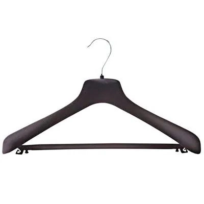 Cintre noir plastique épaules larges avec barre et crochets 42 cm - Lot de 5 - Cintres plastique