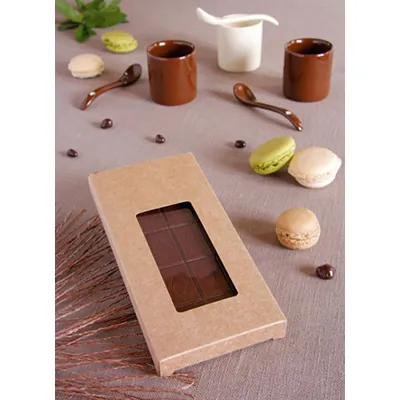 Étui pour tablette de chocolat carton kraft 16 x 8 x 1,5 cm - Paquet de 25 - Pochettes, étuis & valisettes-1