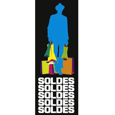 Affiche Soldes Rétro 42 x 115 cm bleu / noir - Affiches Soldes
