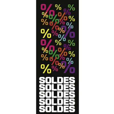 Affiche Soldes Rétro 42 x 115 cm multicolore - Affiches Prix et Pourcentages