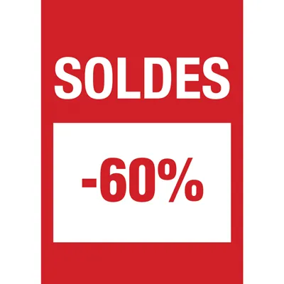 Affiche Soldes -60% 21 x 29,7 cm - Affiche promo - Paquet de 10 - Affiches Soldes