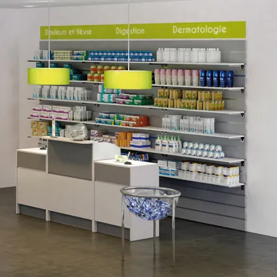 Comptoir d'accueil blanc / gris mélaminé 62,5 x 51 x 88 cm - Comptoirs Easy-4