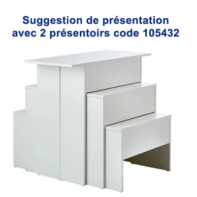Table gigogne blanche 110/75,8/71,2 x 25/40/40 x 96,5/71,5/48 cm - Table de présentation blanche - Lot de 3 - Tables de présentation, Sellettes-2