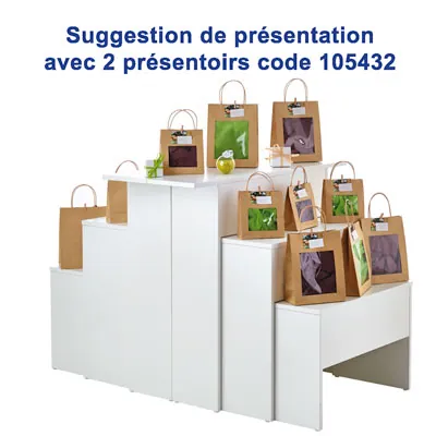Table gigogne blanche 110/75,8/71,2 x 25/40/40 x 96,5/71,5/48 cm - Table de présentation blanche - Lot de 3 - Tables de présentation, Sellettes-4
