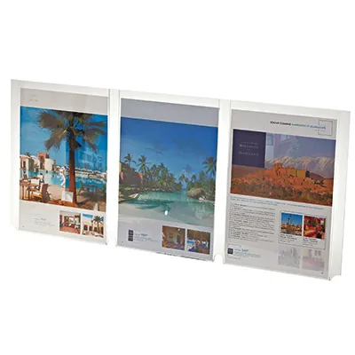Plexi porte-affiches, triple pochettes transparent 71 x 30,5 cm - Porte-affiches à suspendre-1