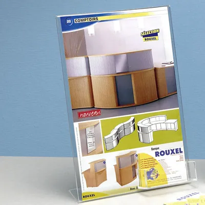 Porte-brochures 1 case A4 + 1 case cartes de visite - Porte-brochures de comptoir-1