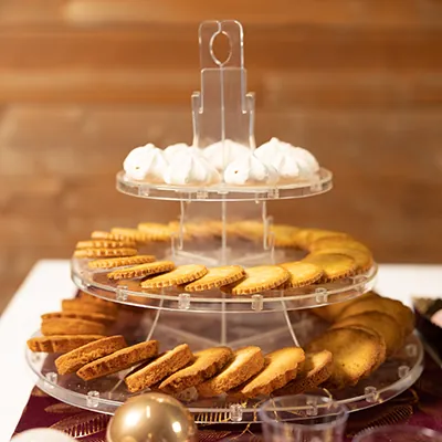 Présentoir à gâteau 3 niveaux transparent Ø 34 x 29 cm plastique - Présentoir pour buffet - Plateaux de service, Plats jetables-1