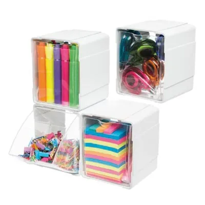 Bac plastique 1 tiroir basculant 12 x 12 x 14,2 cm transparent / blanc - Blocs tiroirs-2