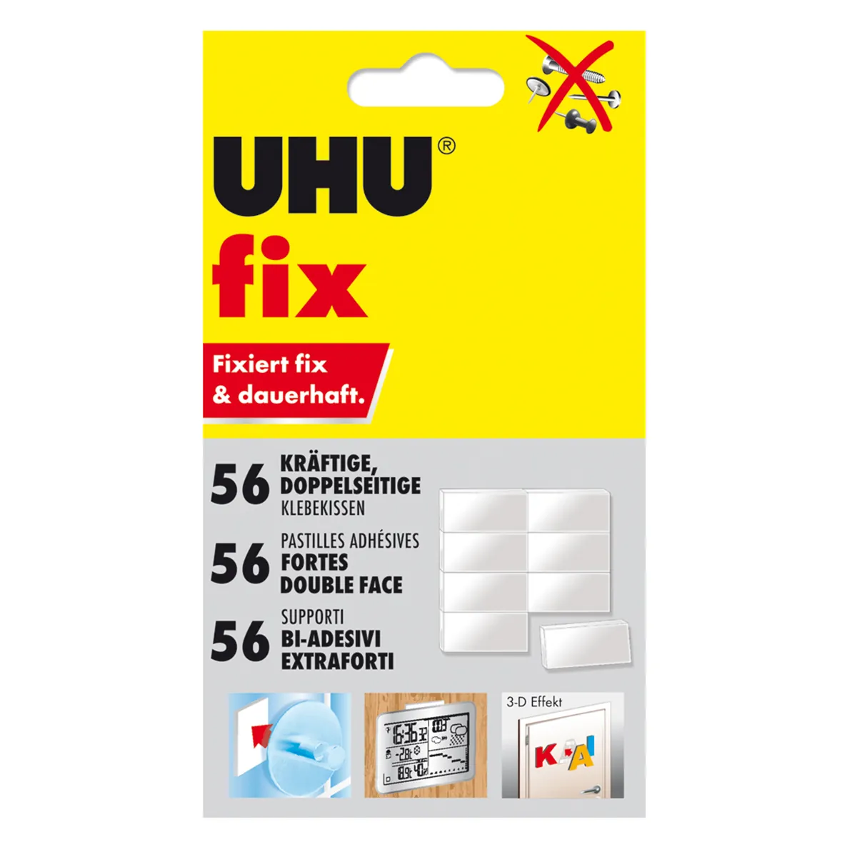 UHU fix, 50 pastilles adhésives - Double face, patafix, velcro
