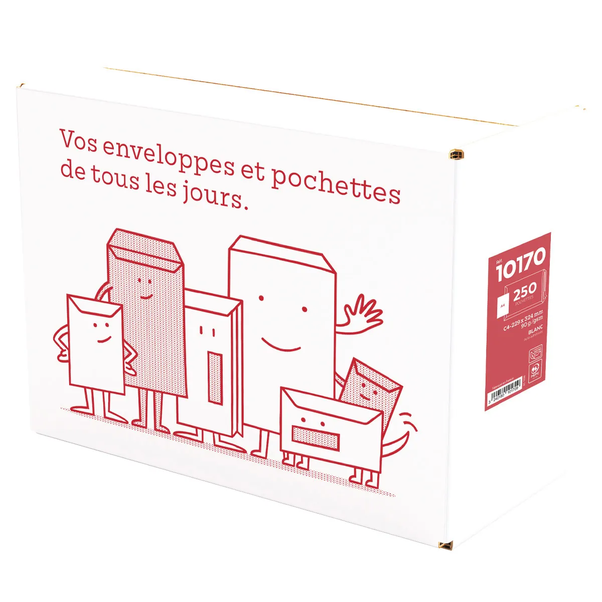 Pochette blanche C4 229 x 324 mm 90g sans fenêtre La Couronne - Paquet de 250 - Enveloppes blanches-1