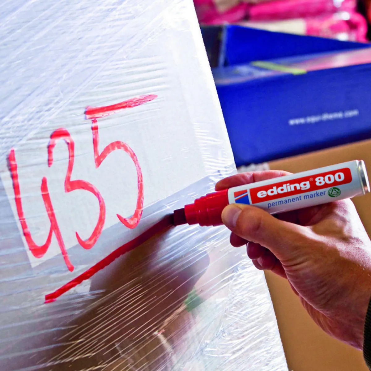 Marqueur indélébile Edding 800 pointe biseautée 4 à 12 mm - Marqueur permanent - Rouge - Marqueurs-2