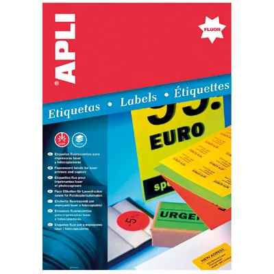 Pastille adhésive permanente Vert Fluo ø 60 mm Apli - Pastille de signalisation - Étui de 240 - Gommettes de couleur