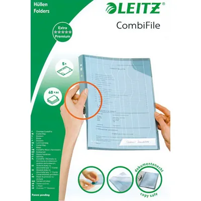 Pochette perforée A4 avec bande rétractable polypropylène 22µ Leitz - Paquet de 5 - Protèges-documents, Porte-vues-1