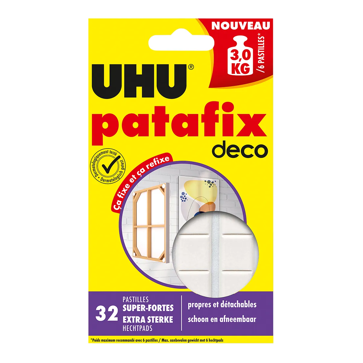 Patafix Home Déco, 32 pastilles - Double face, patafix, velcro