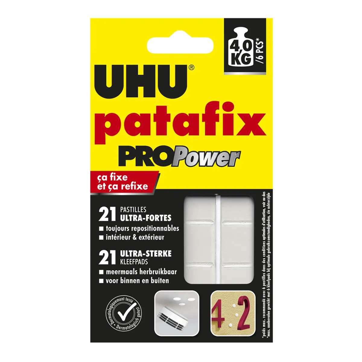 Patafix Pro Power, 21 pastilles - Double face, patafix, velcro