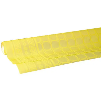 Nappe damassée déperlante - Nappe jetable - Nappe papier - Jaune - Rouleau de 1,18 x 25 m - Nappes papier, Nappes jetables