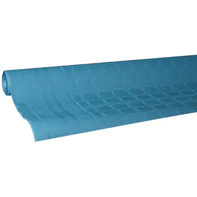 Nappe damassée déperlante - Nappe jetable - Nappe papier - Bleu turquoise - Rouleau de 1,18 x 25 m - Nappes papier, Nappes jetables