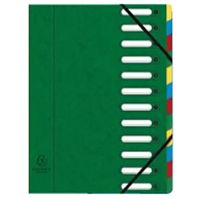 Trieur 12 positions avec fenêtre et élastiques A4 Exacompta - Coloris assortis - Intercalaires et Trieurs