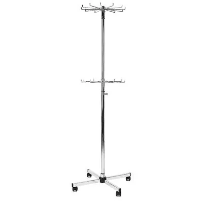 Présentoir ceintures à roulettes H 115 à 190 cm chrome - Porte cravates - Porte ceintures - Portants à vêtements spéciaux