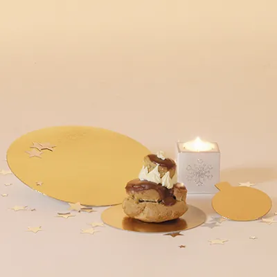 Rond pâtisserie Or/Noir ø16cm carton recyclé - Paquet de 100 - Semelles à gâteaux-1