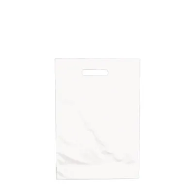 Sac plastique poignées découpées renforcées PEBD 55µ 25 x 38 x 4 cm - Blanc - Lot de 100 - Sacs plastique unis, poignées découpées