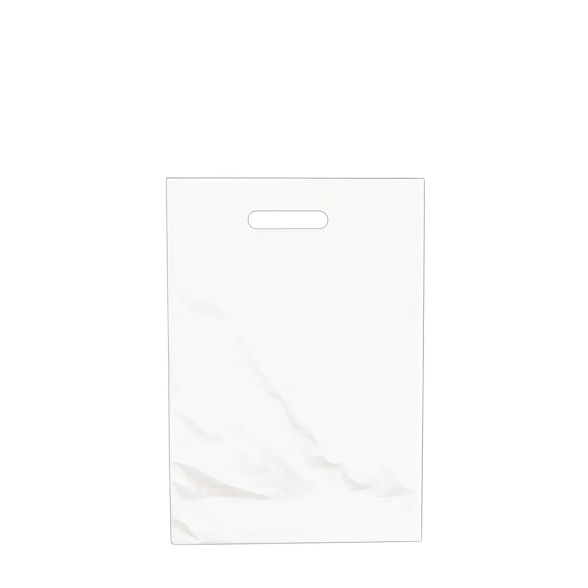 Sac plastique poignées découpées renforcées PEBD 55µ 25 x 38 x 4 cm - Blanc - Lot de 100 - Sacs plastique unis, poignées découpées