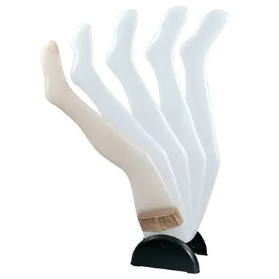 Présentoir 5 jambes femme sur base H 94,5 cm - Jambes mannequin lingerie - Blanc - Jambes et pieds-1