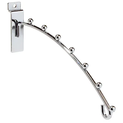 Bras incliné pour fond rainuré avec 7 boules L 25 cm métal chromé fil rond ø 6 mm - Spécial lingerie - Bras-1