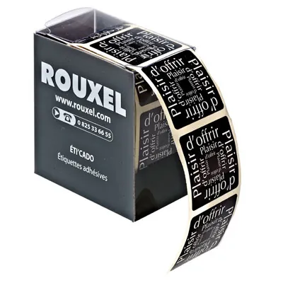 Étiquettes cadeaux adhésives Plaisir d'offrir 35 x 35 mm Noir - Boîte de 500 - Étiquettes cadeaux adhésives-1