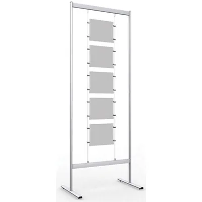 Panneau d’affichage multi-cadres - Présentoir porte-affiches sur câbles 8xA4 vertical - Vitrines d'affichage-1