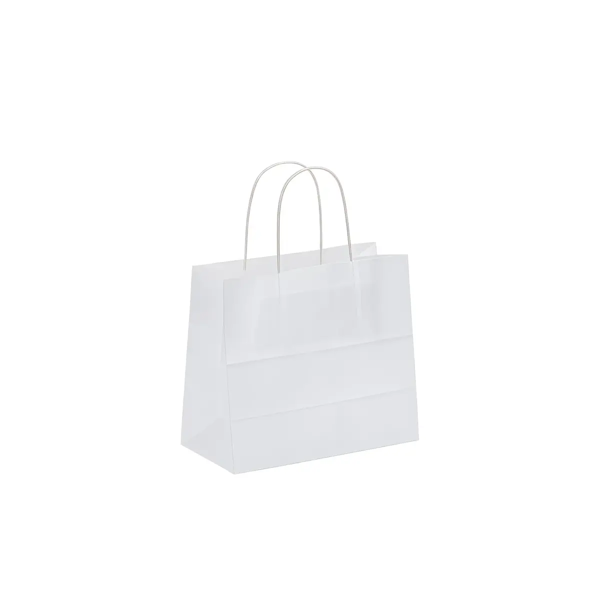 Sac kraft blanc poignées torsadées 19 x 8 x 21 cm 90g/m² - Lot de 50 - Sacs kraft blanc poignées torsadées
