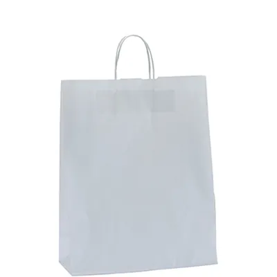 Sac kraft blanc poignées torsadées 35 x 14 x 36 cm 90g/m² - Lot de 50 - Sacs kraft blanc poignées torsadées
