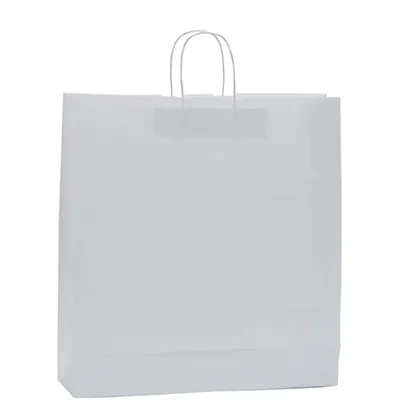 Sac kraft blanc poignées torsadées 46 x 14 x 40 cm 90g/m² - Lot de 50 - Sacs kraft blanc poignées torsadées