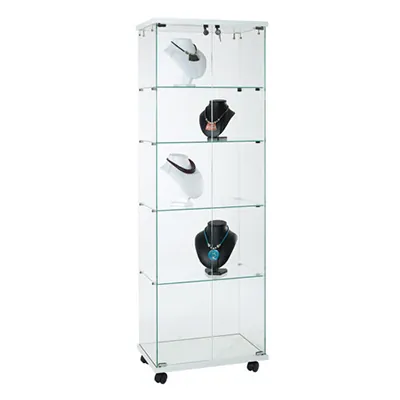 Vitrine colonne en verre trempé blanc L 60 x P 40 x H 180 cm - Vitrine en verre - Vitrines tablettes fixes-1