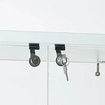 Vitrine colonne en verre trempé - Verre transparent / Décor blanc - L 60 x P 40 x H 180 cm - Vitrines tablettes fixes-2