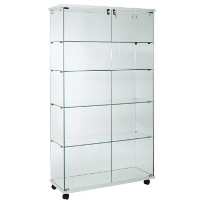 Vitrine colonne en verre trempé - Verre transparent - L 100 x P 40 x H 180 cm - Vitrines tablettes fixes