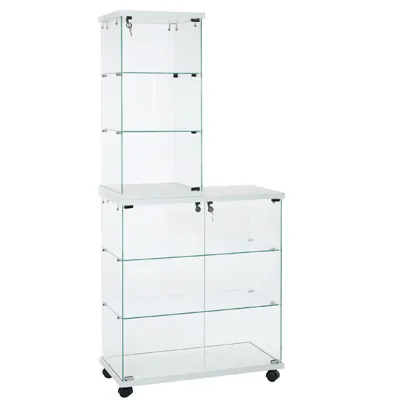 Comptoir vitrine - L 80 x P 40 x H 90 cm - Vitrine en verre - Vitrines tablettes fixes-1
