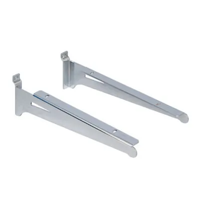 Console pour tablette en métal chromé pour panneau rainuré L 30 cm - Gris - La paire - Consoles pour tablettes