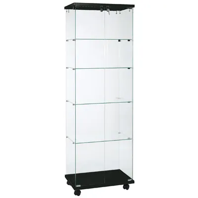 Vitrine colonne en verre trempé 60 x 40 x 180 cm transparent / noir - Vitrines tablettes fixes