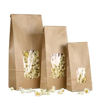 Sac SOS kraft brun avec fenêtre 400 ml 10 x 5,5 x 28,5 cm - Sachet SOS - Lot de 100 - Sacs SOS avec fenêtre-4